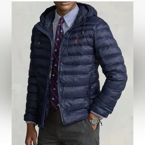 Polo Ralph Lauren Mens Navy Blue Packable Puffer Jacket Water Repellent NWT